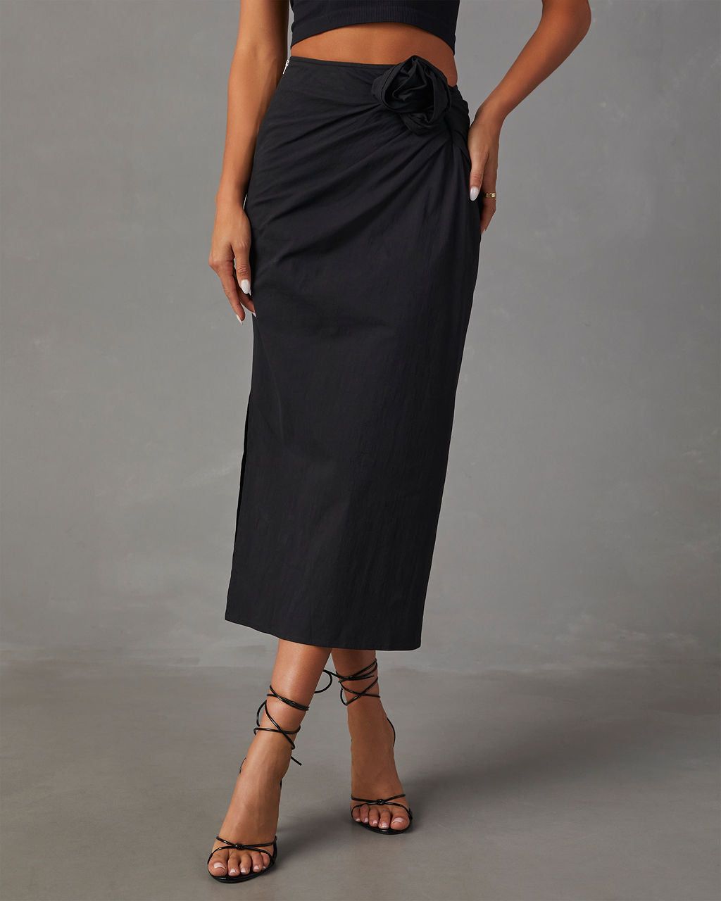 Sweet Rosette Midi Skirt - Black sold by Vici product image thumbnail 2