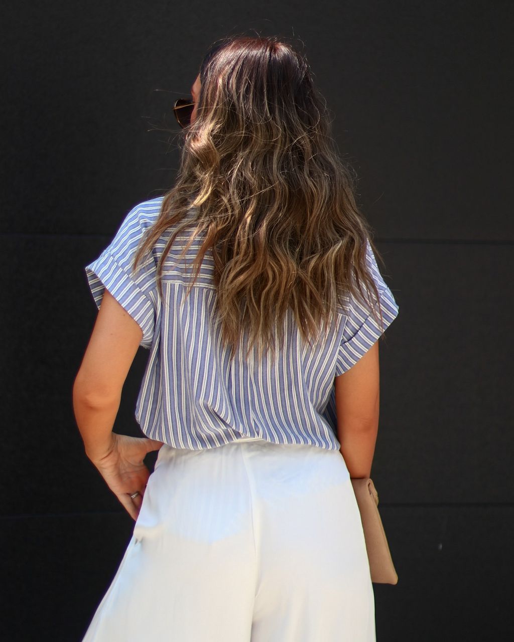 Daxton Striped Button Down Top - Blue - SALE sold by Vici product image thumbnail 2