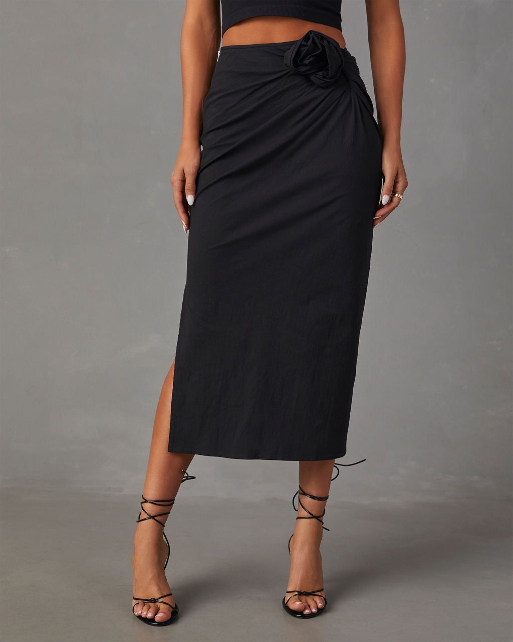 Sweet Rosette Midi Skirt - Black sold by Vici product image thumbnail 5