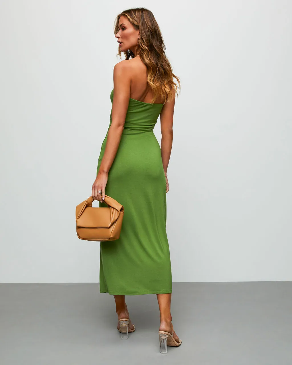 The New You Strapless Slit Midi Dress sold by Vici product image thumbnail 3