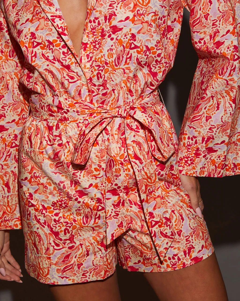 Aurore Bell Sleeve Tie Waist Romper sold by Vici product image thumbnail 5