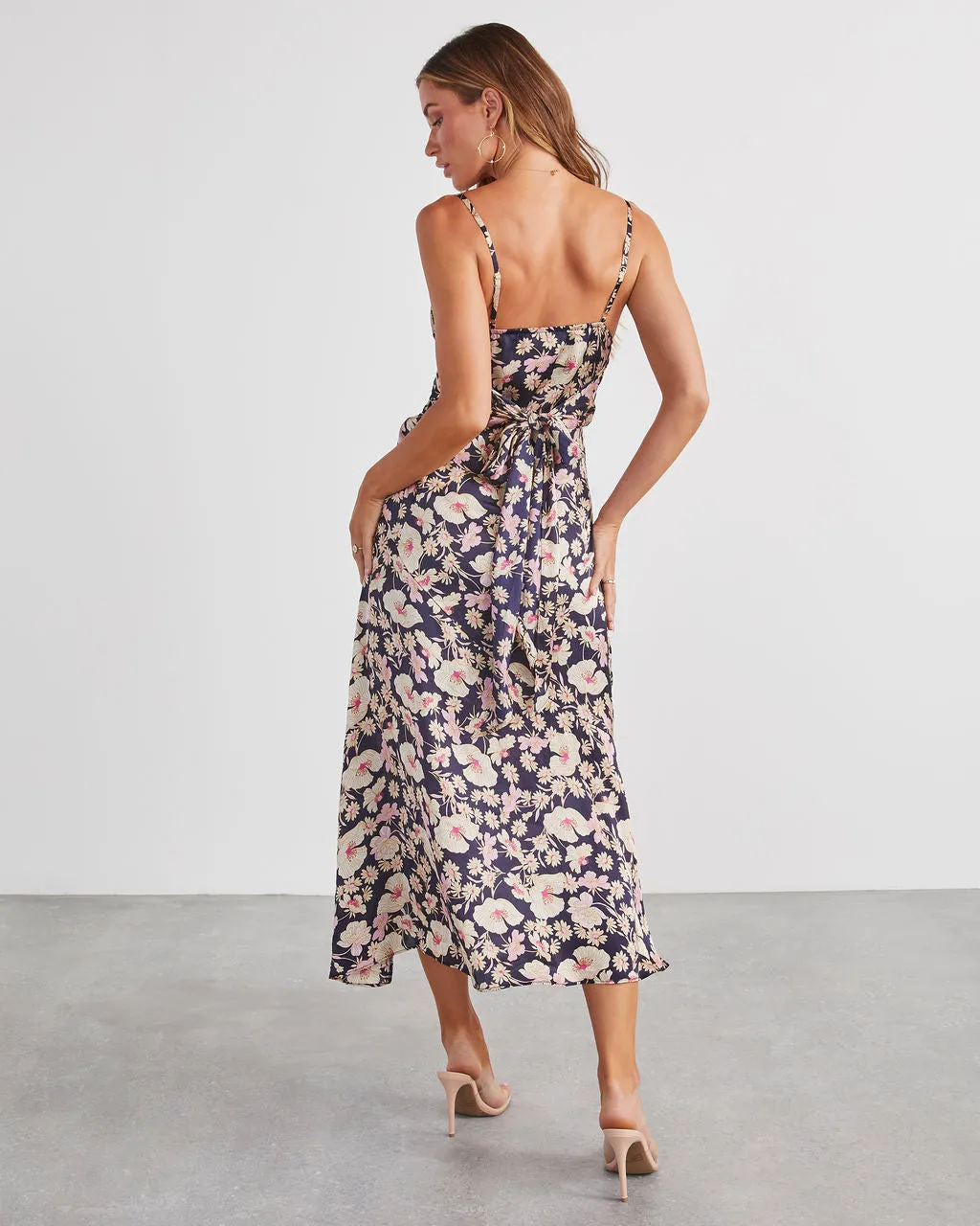 Just Go With It Satin Slit Midi Dress sold by Vici product image thumbnail 4