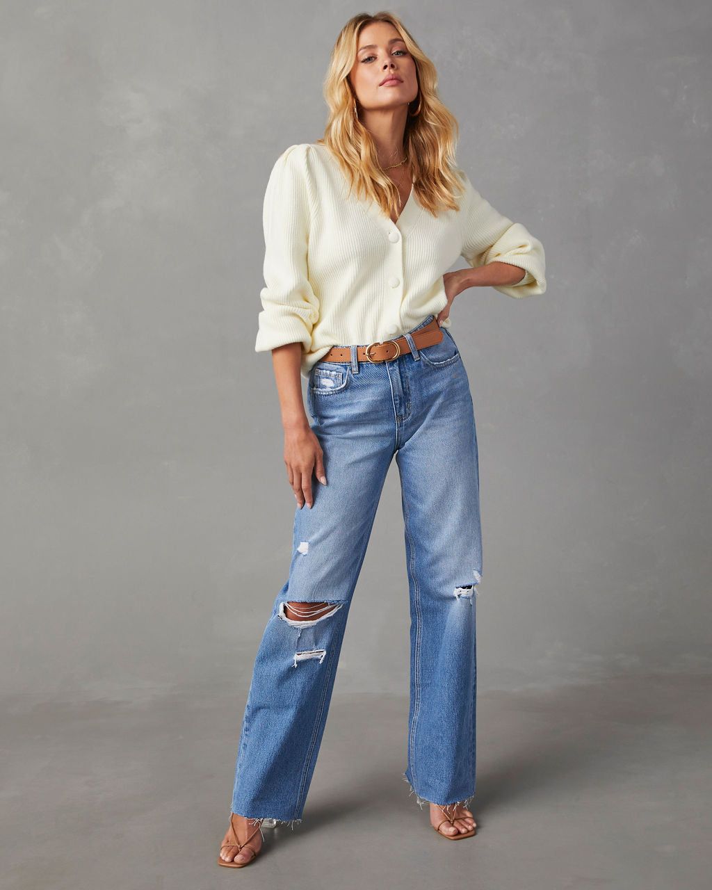 Reedley Button Front Cardigan - Ivory sold by Vici product image thumbnail 2