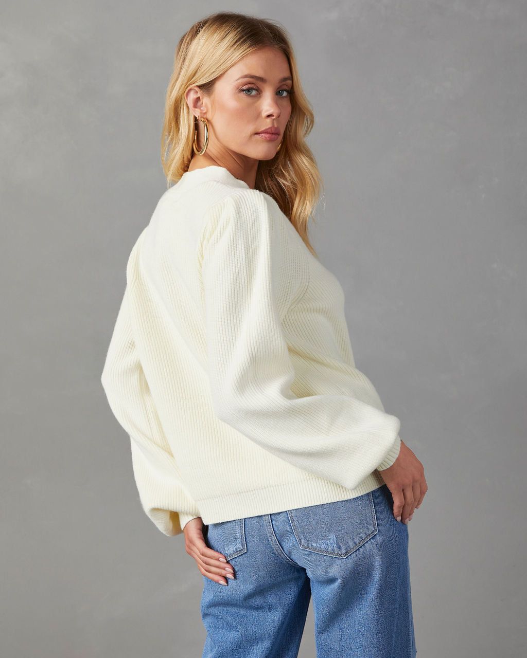 Reedley Button Front Cardigan - Ivory sold by Vici product image thumbnail 4