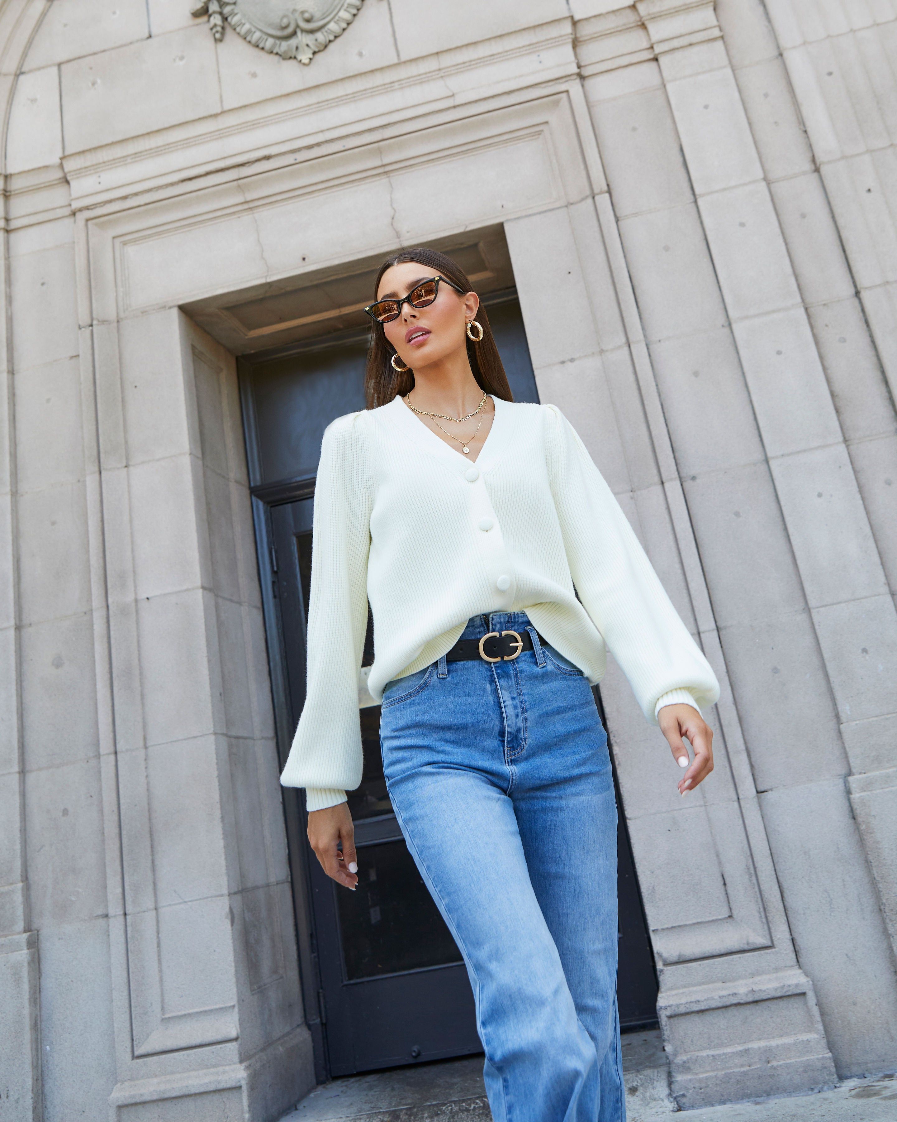 Reedley Button Front Cardigan - Ivory sold by Vici product image thumbnail 3