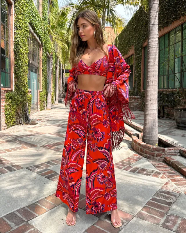 Azra Tropical Pocketed Wide Leg Drawstring Pant sold by Vici