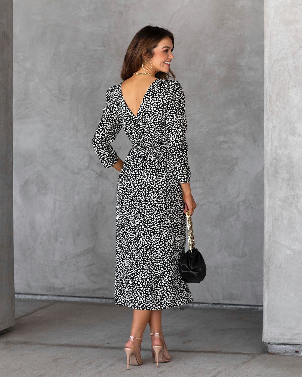 Classically Chic Printed Pocketed Midi Dress sold by Vici product image thumbnail 2