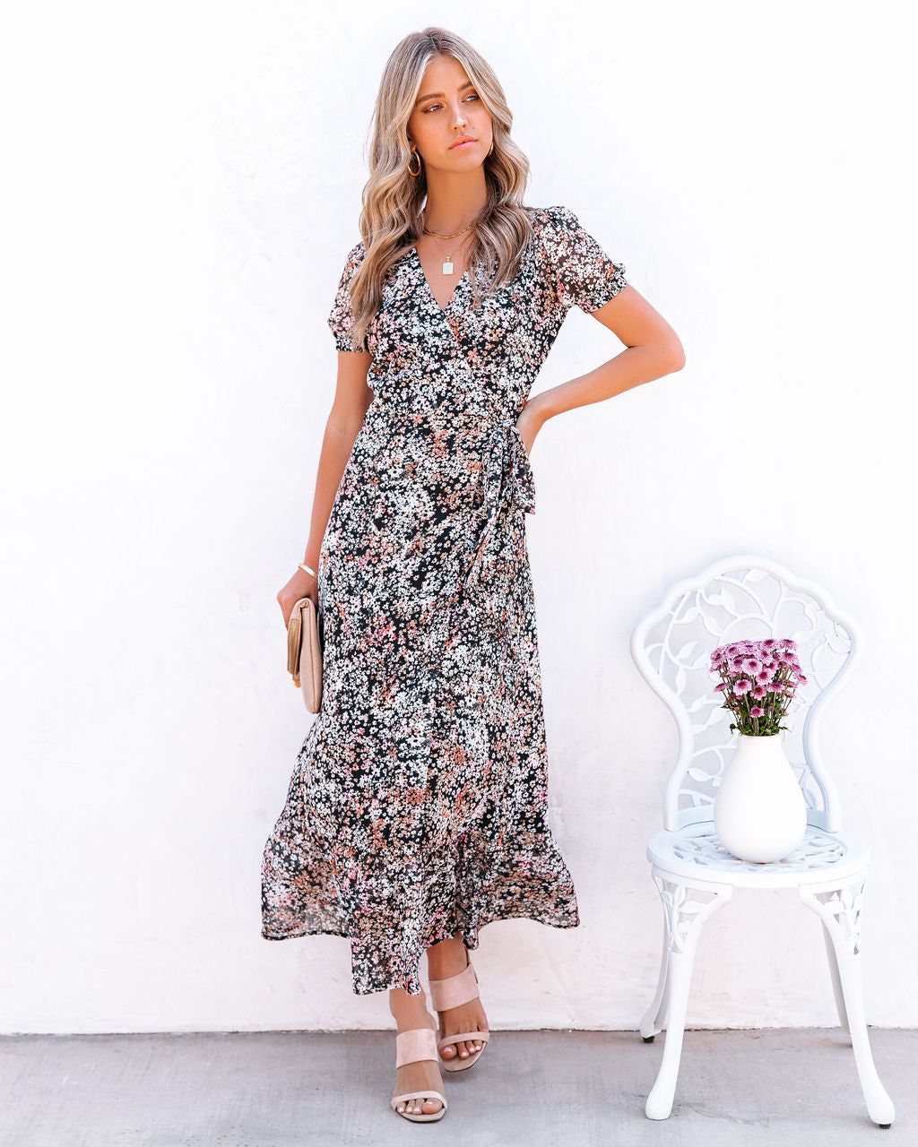 Barclay Floral Wrap Maxi Dress - FINAL SALE sold by Vici product image thumbnail 8