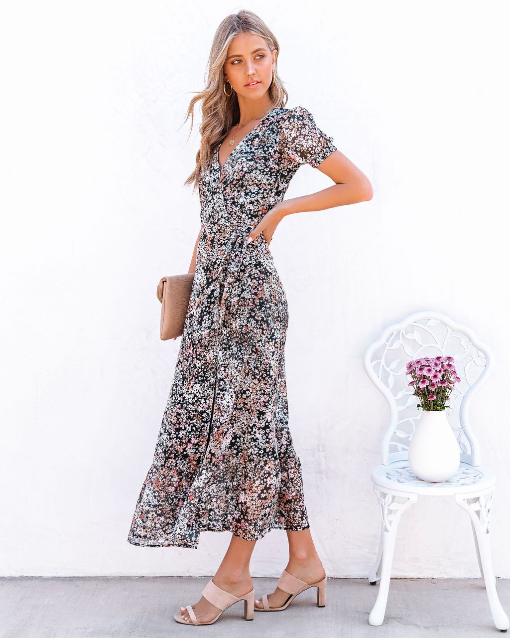 Barclay Floral Wrap Maxi Dress - FINAL SALE sold by Vici product image thumbnail 7