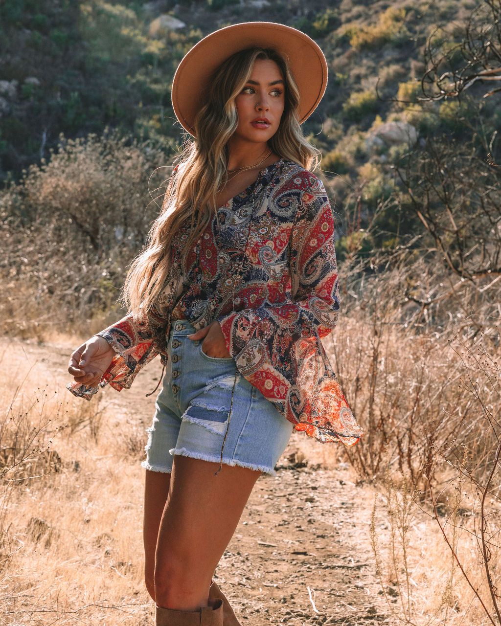 Rosalina Paisley Print Bell Sleeve Blouse - FINAL SALE sold by Vici product image thumbnail 3