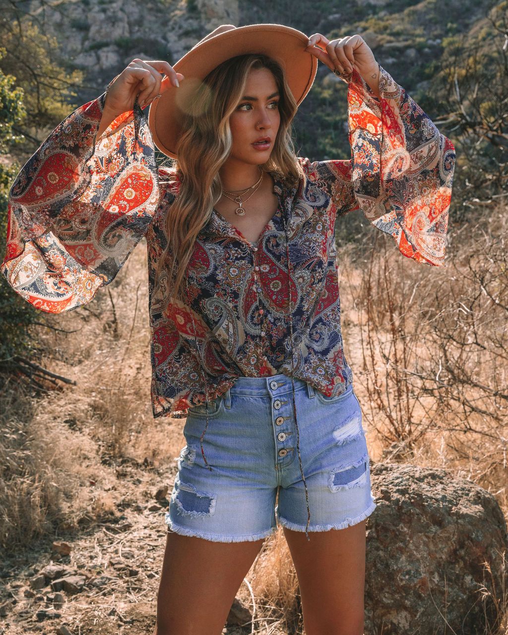 Rosalina Paisley Print Bell Sleeve Blouse - FINAL SALE sold by Vici product image thumbnail 5