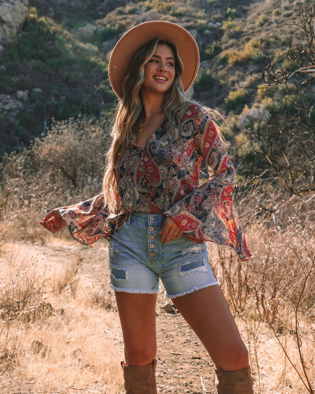 Rosalina Paisley Print Bell Sleeve Blouse - FINAL SALE sold by Vici product image thumbnail 10