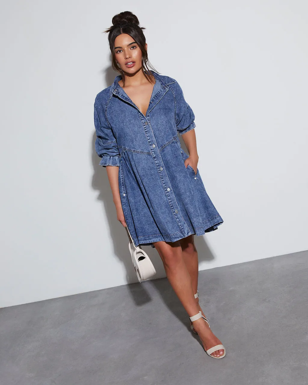 Sonesta Denim Shirt Mini Dress sold by Vici product image thumbnail 2