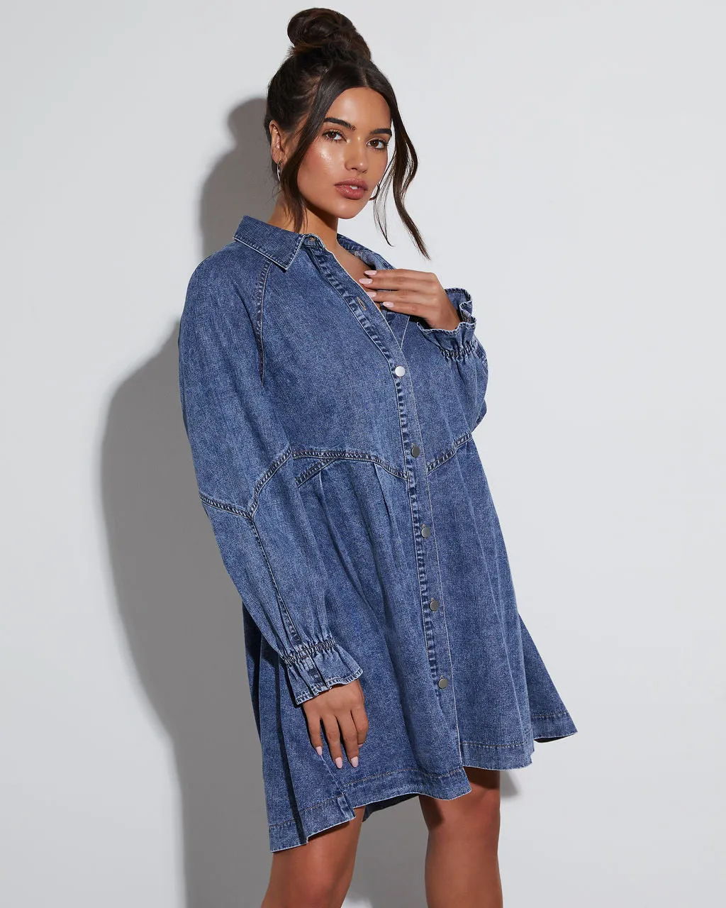 Sonesta Denim Shirt Mini Dress sold by Vici product image thumbnail 3