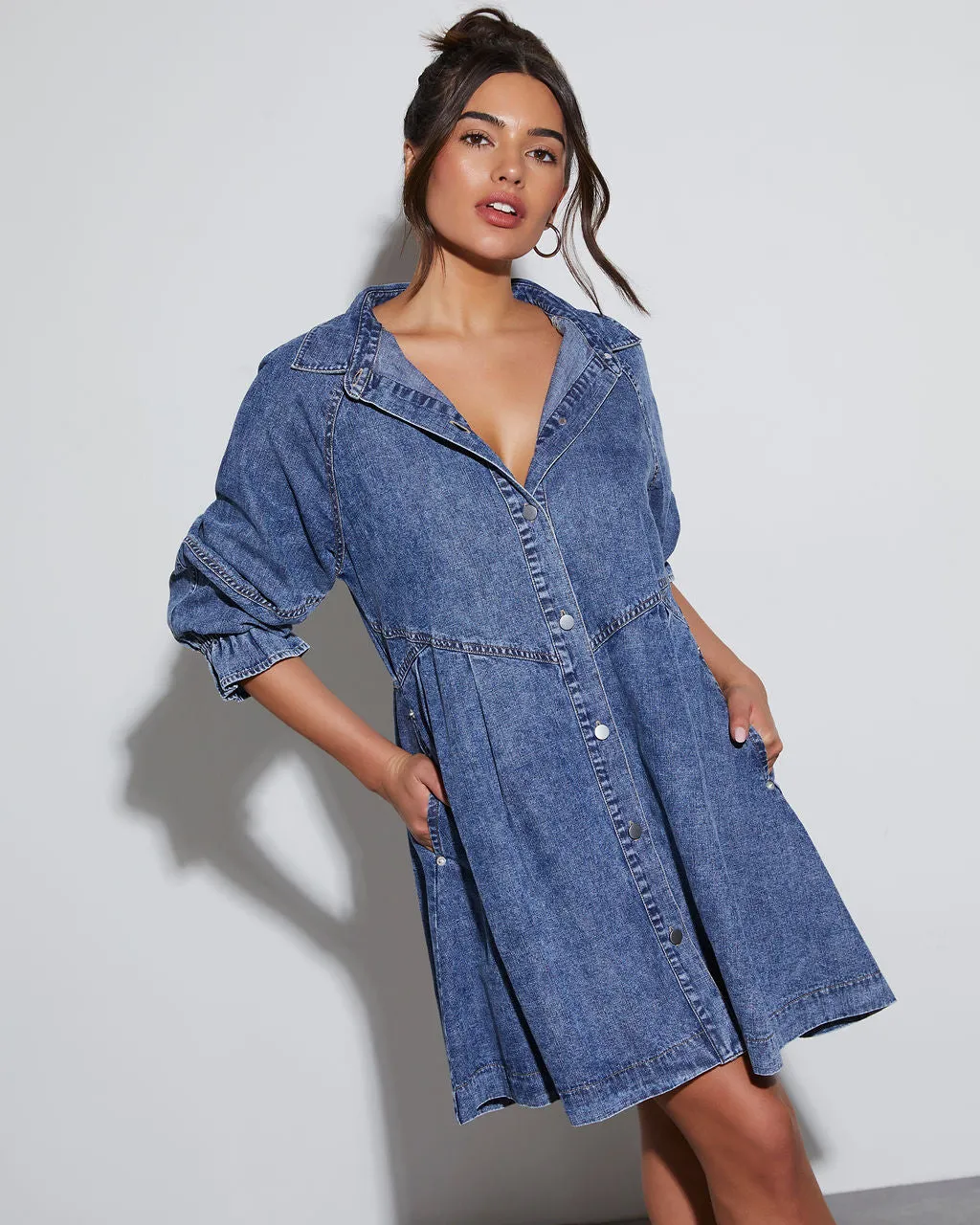 Sonesta Denim Shirt Mini Dress sold by Vici