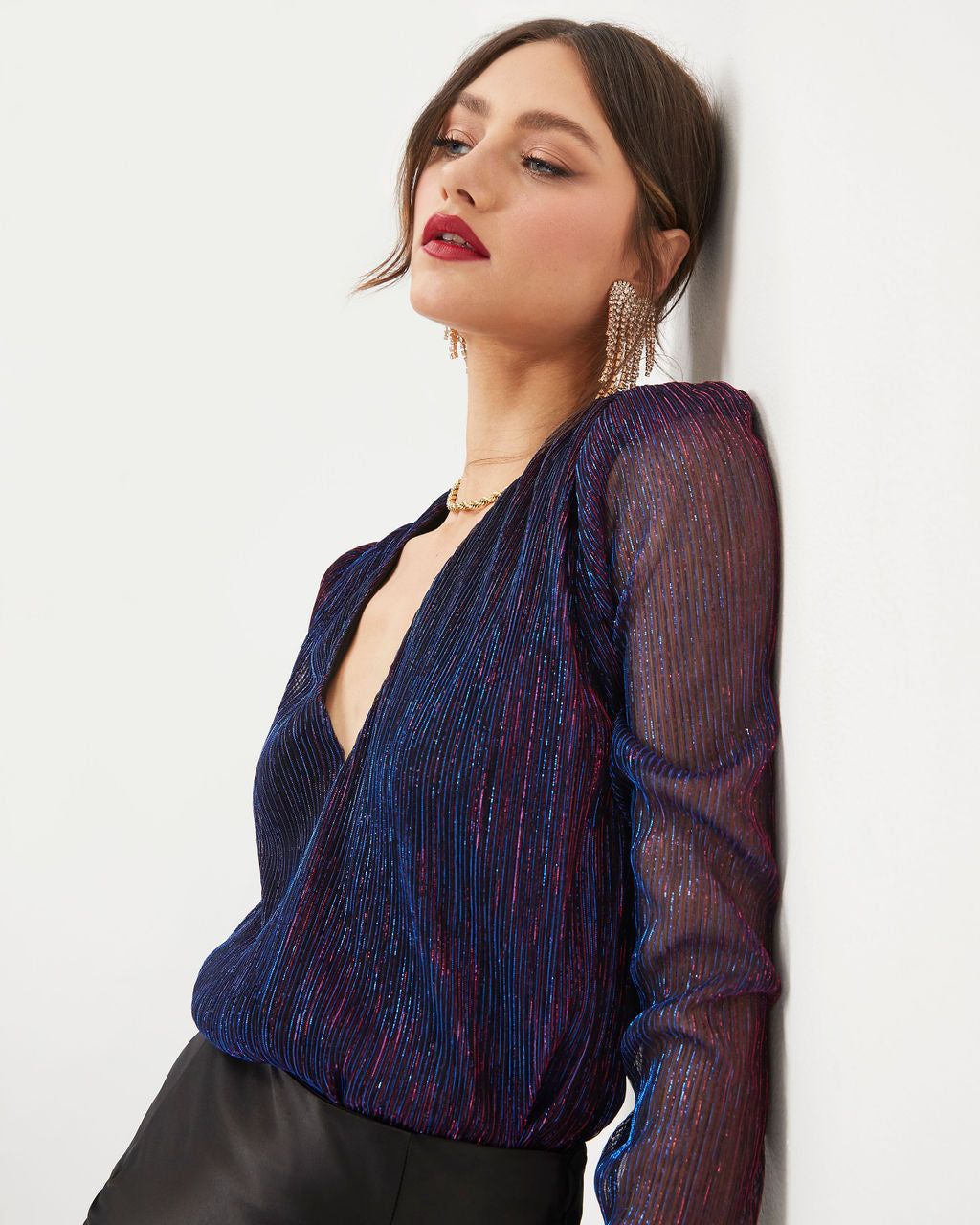 Daria Metallic Plisse Bodysuit - Multi - FINAL SALE sold by Vici product image thumbnail 2