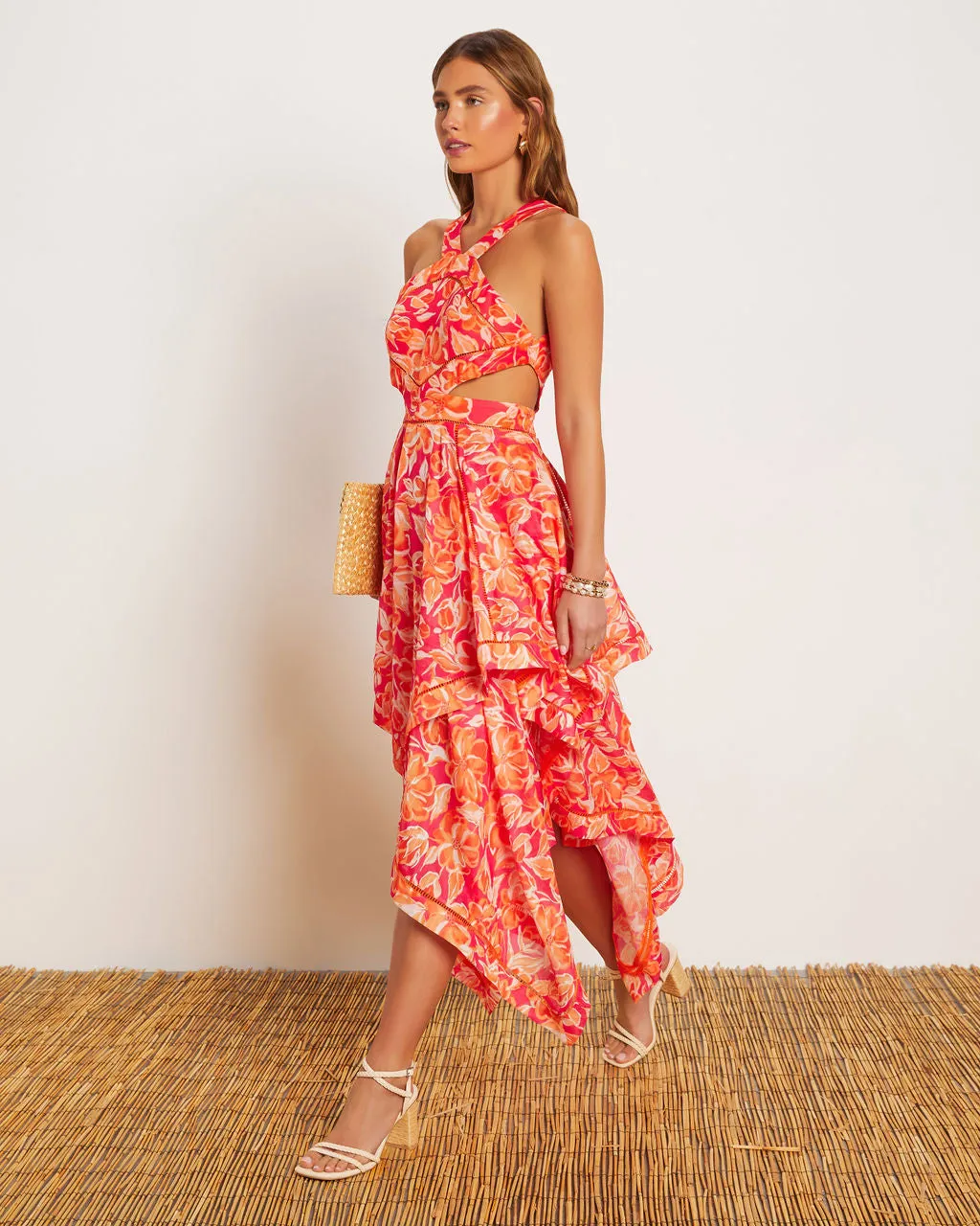 Mariela Halter Cutout Asymmetrical Midi Dress sold by Vici product image thumbnail 3