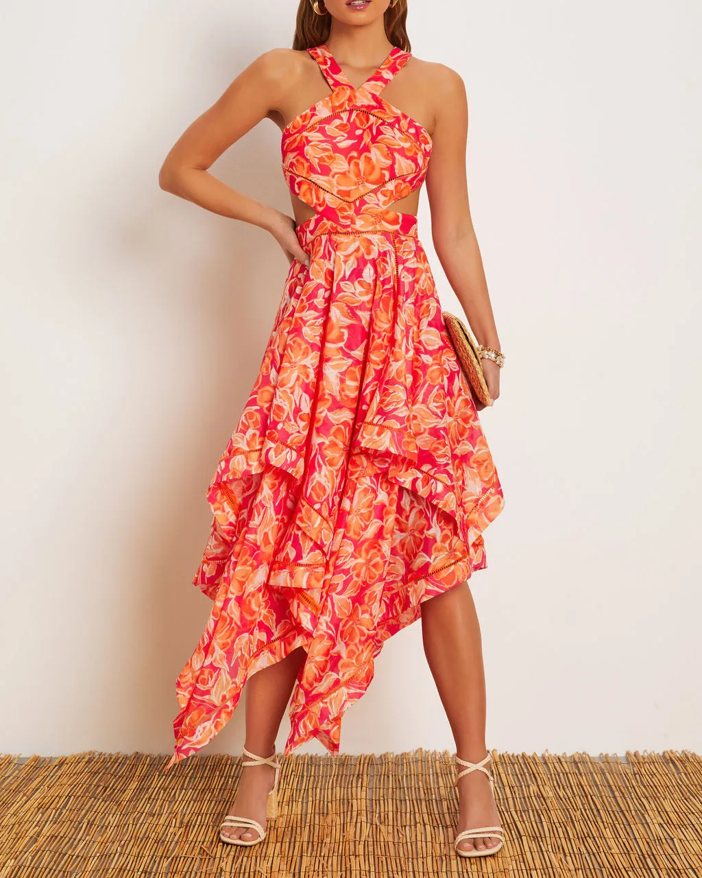 Mariela Halter Cutout Asymmetrical Midi Dress sold by Vici product image thumbnail 4