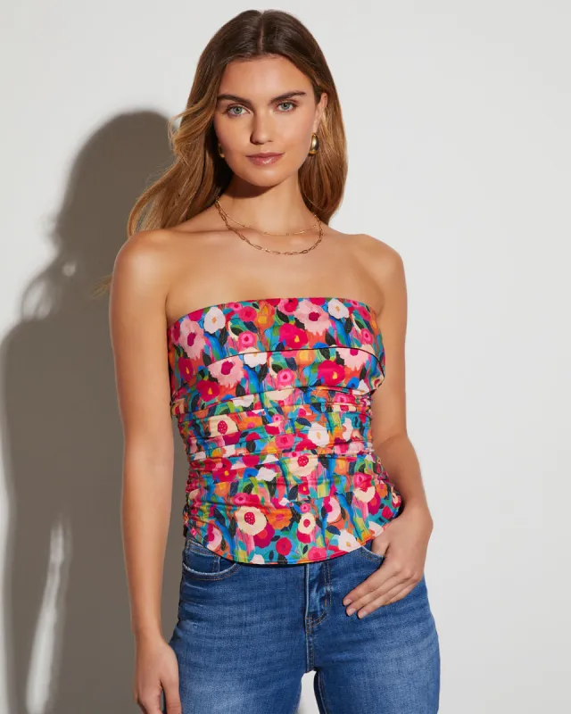Raylin Floral Strapless Blouse sold by Vici
