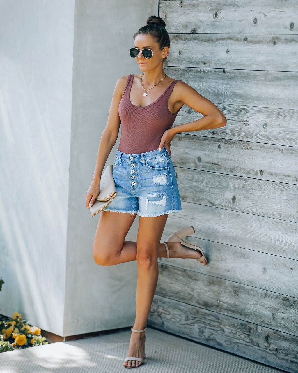 Tilda Ultra High Rise Distressed Denim Shorts - FINAL SALE sold by Vici product image thumbnail 6