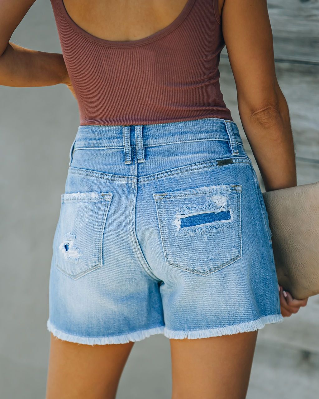 Tilda Ultra High Rise Distressed Denim Shorts - FINAL SALE sold by Vici product image thumbnail 2