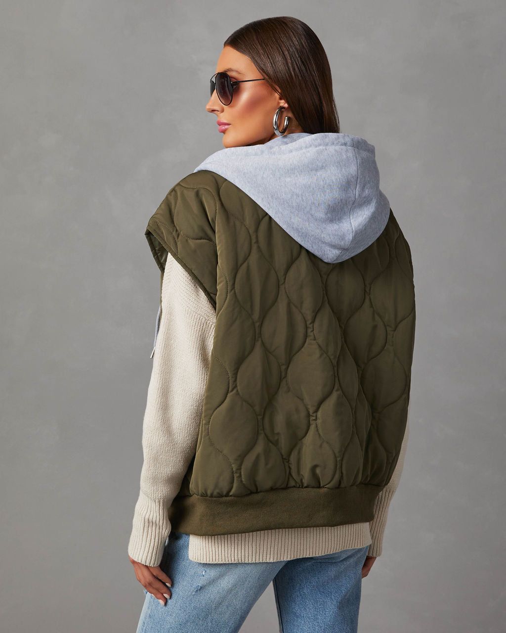 Fall And Forever Hooded Puffer Vest - Olive sold by Vici product image thumbnail 4