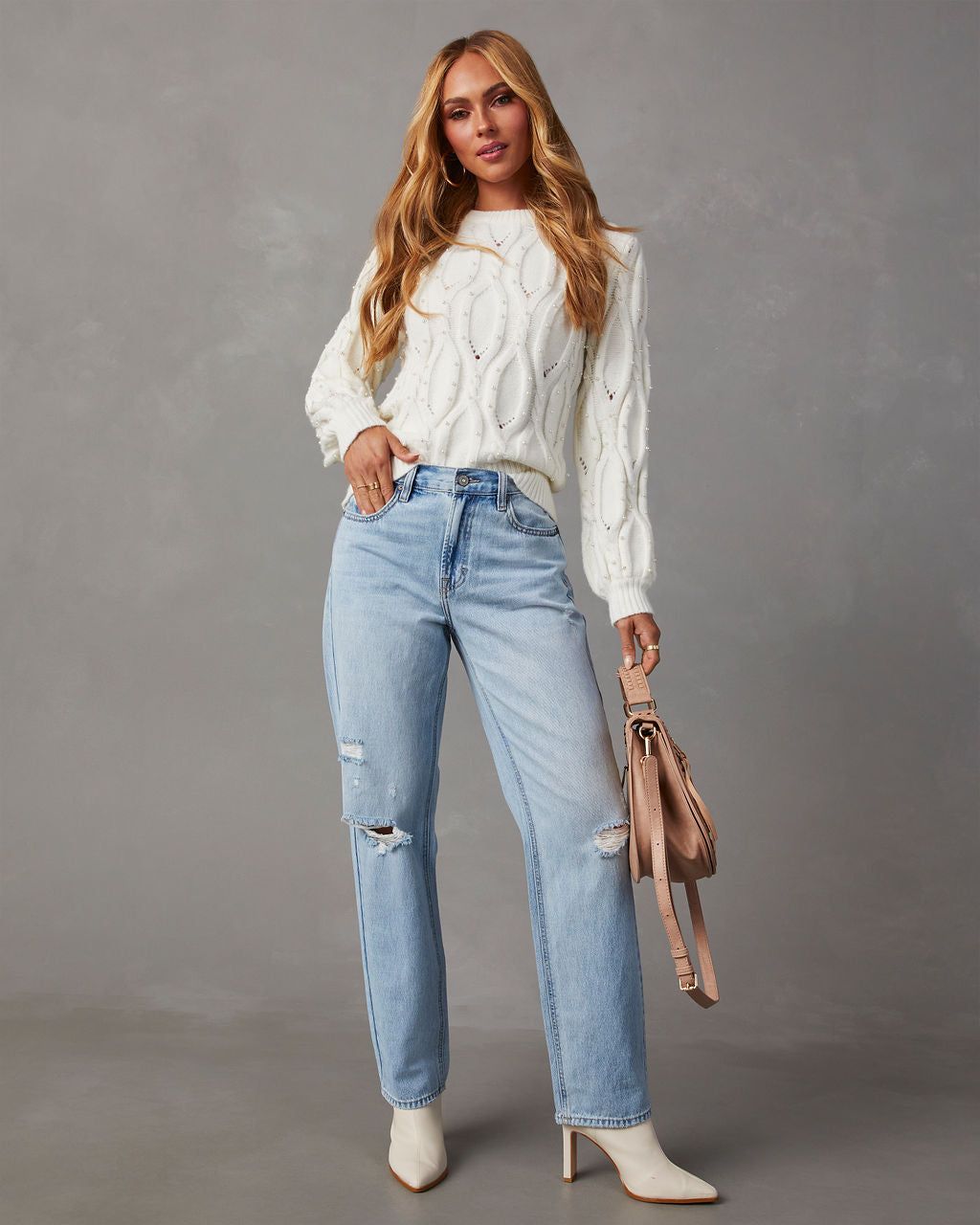 Cancun Knit Crop Top - White - FINAL SALE sold by Vici product image thumbnail 3