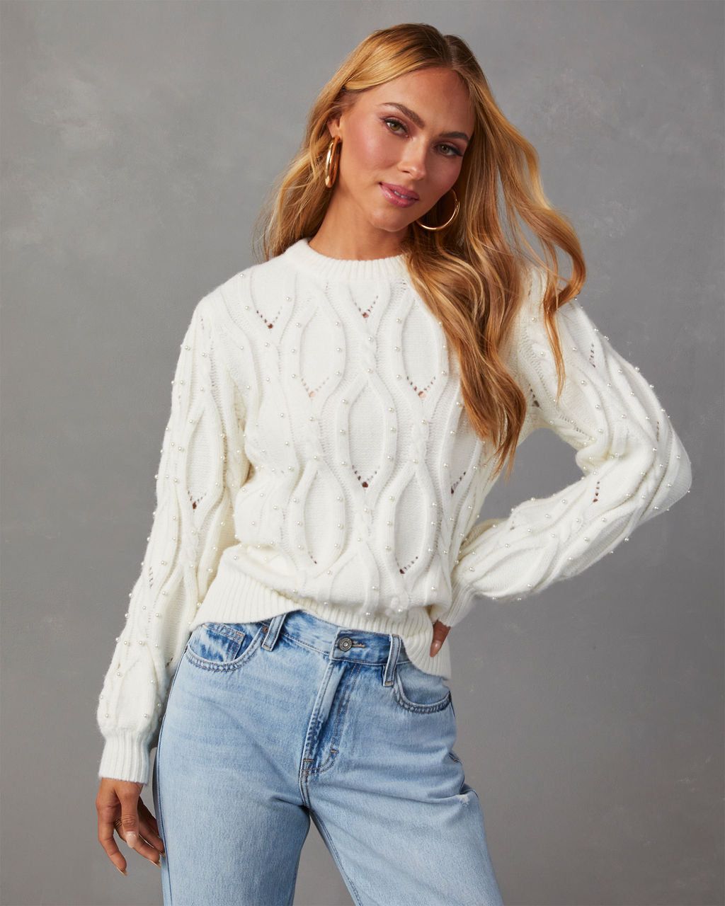 Lyndale Embellished Sweater - Ivory sold by Vici