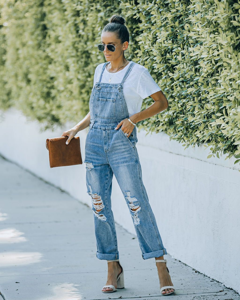 Brush Pocketed Distressed Denim Overalls - FINAL SALE sold by Vici product image thumbnail 11
