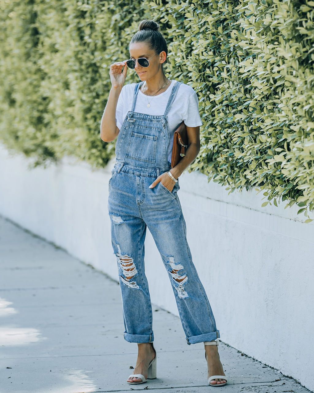 Brush Pocketed Distressed Denim Overalls - FINAL SALE sold by Vici product image thumbnail 8