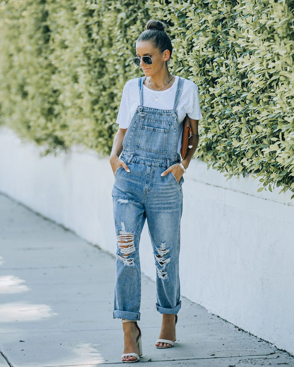 Brush Pocketed Distressed Denim Overalls - FINAL SALE sold by Vici product image thumbnail 5