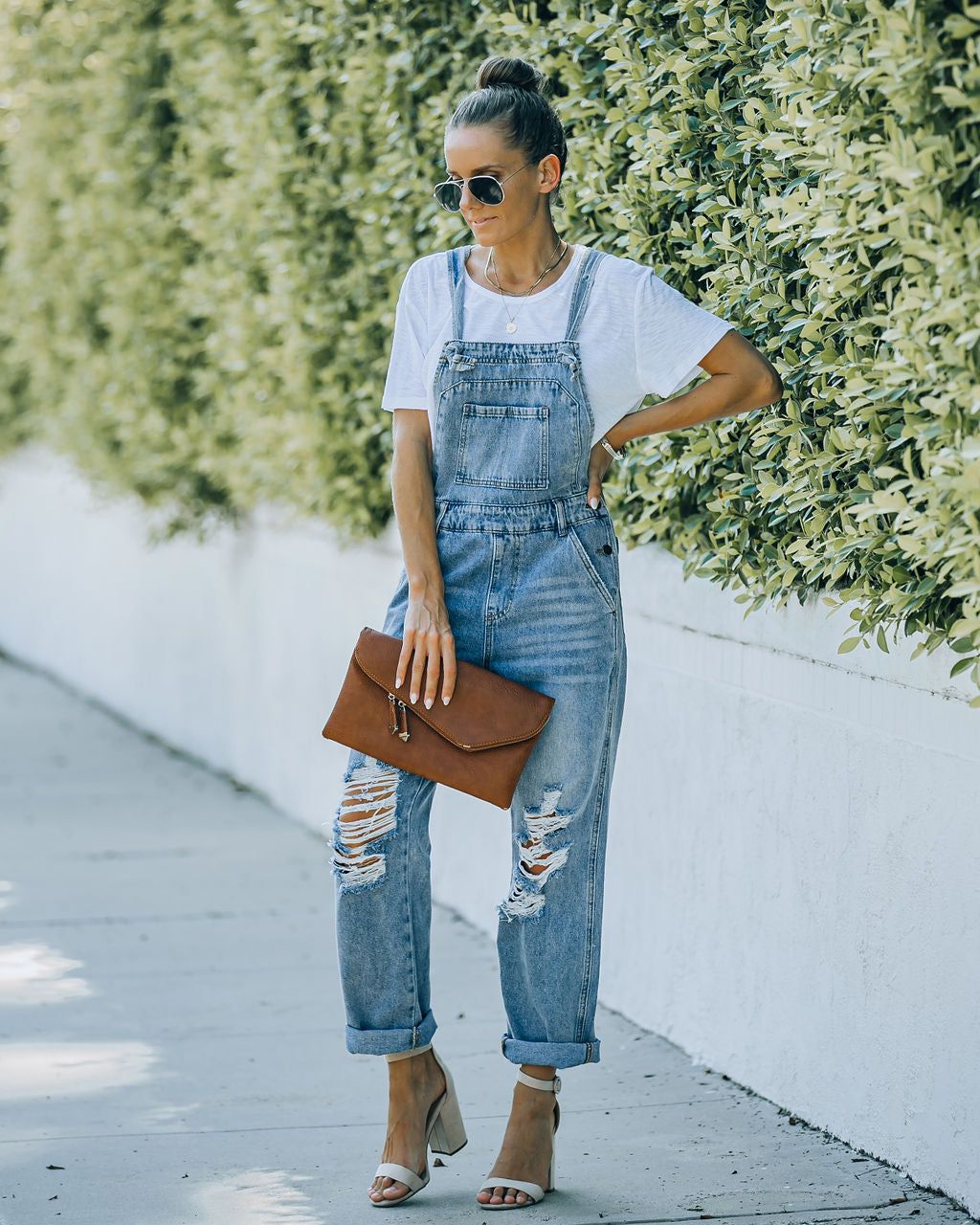 Brush Pocketed Distressed Denim Overalls - FINAL SALE sold by Vici product image thumbnail 7