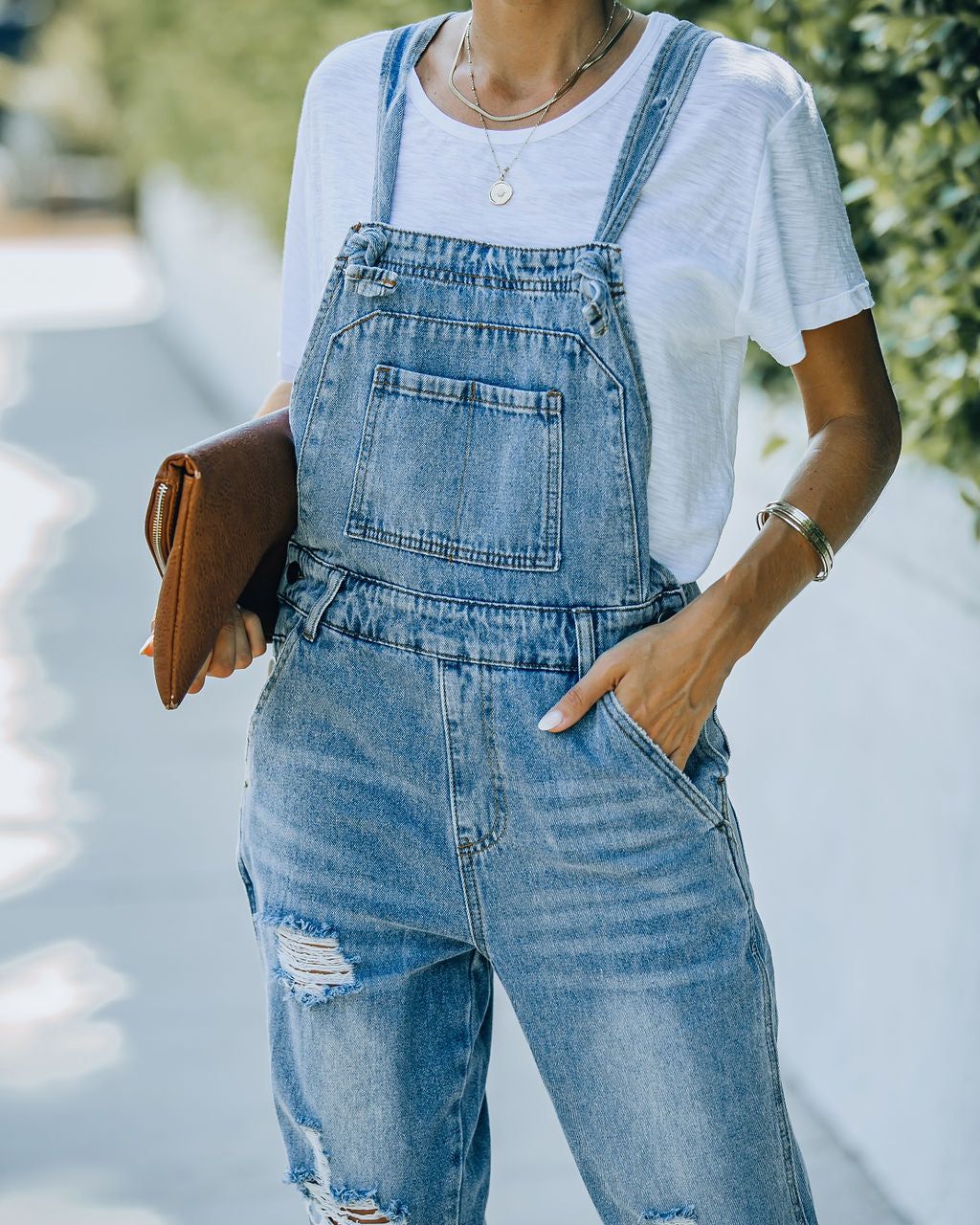 Brush Pocketed Distressed Denim Overalls - FINAL SALE sold by Vici product image thumbnail 6