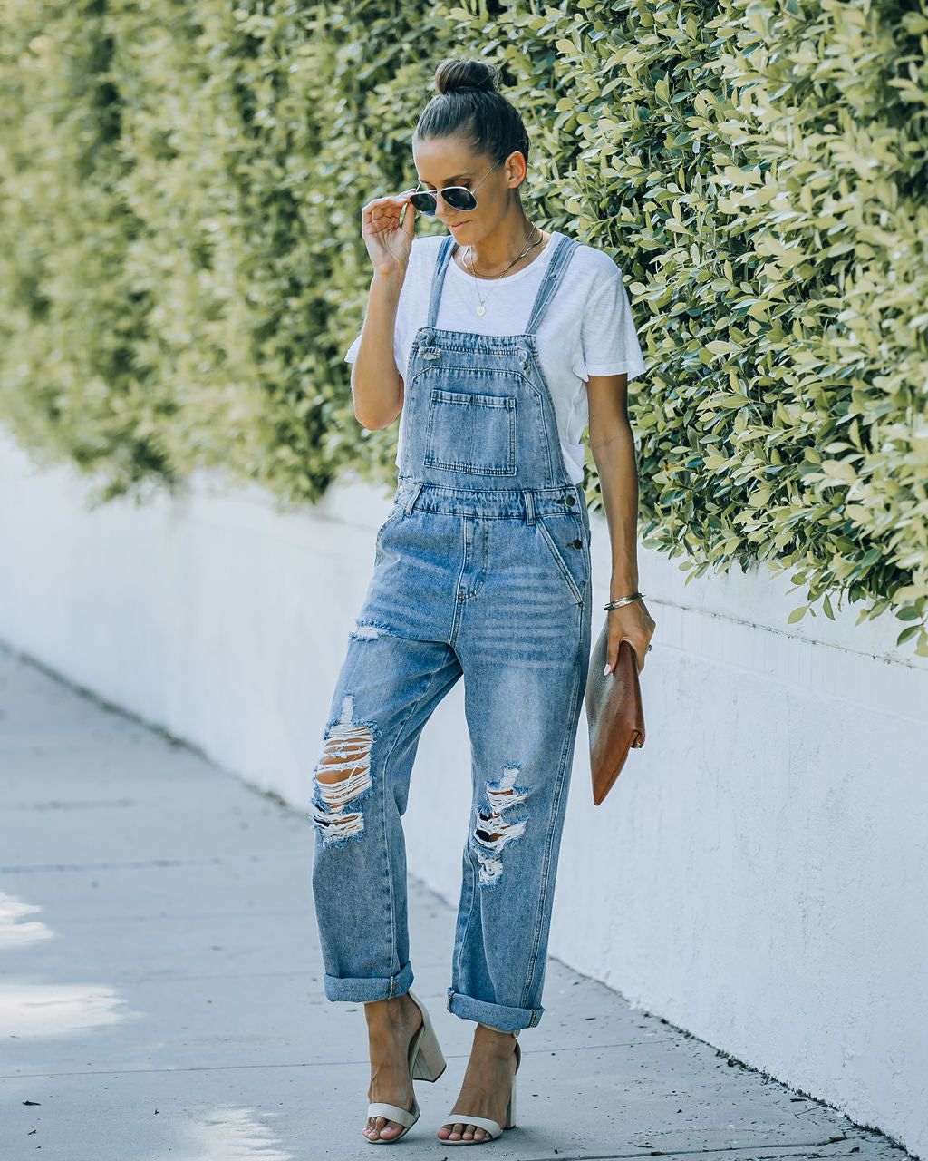 Brush Pocketed Distressed Denim Overalls - FINAL SALE sold by Vici product image thumbnail 3