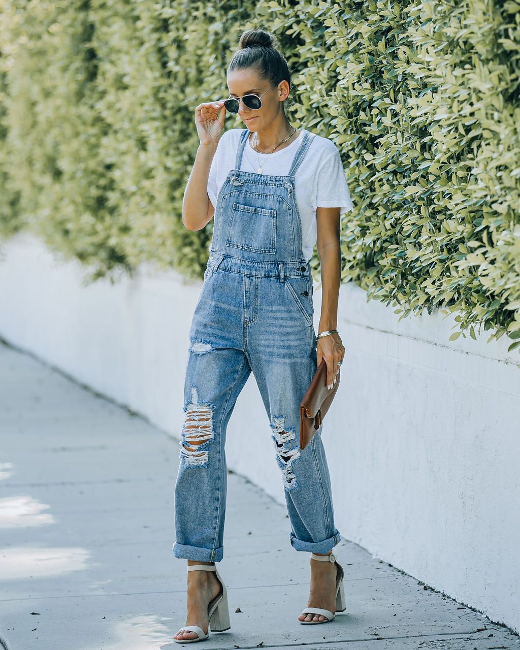 Brush Pocketed Distressed Denim Overalls - FINAL SALE sold by Vici product image thumbnail 9