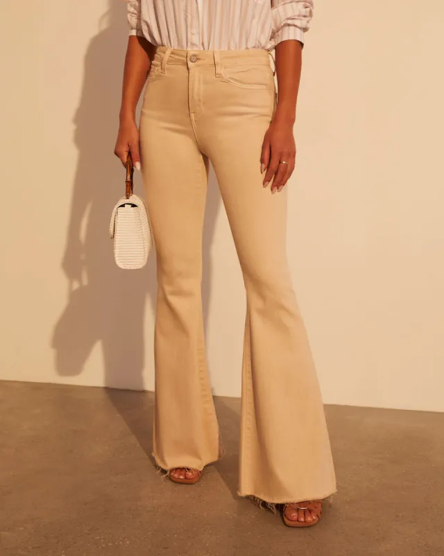 Christina High Rise Flare Frayed Hem Jeans sold by Vici