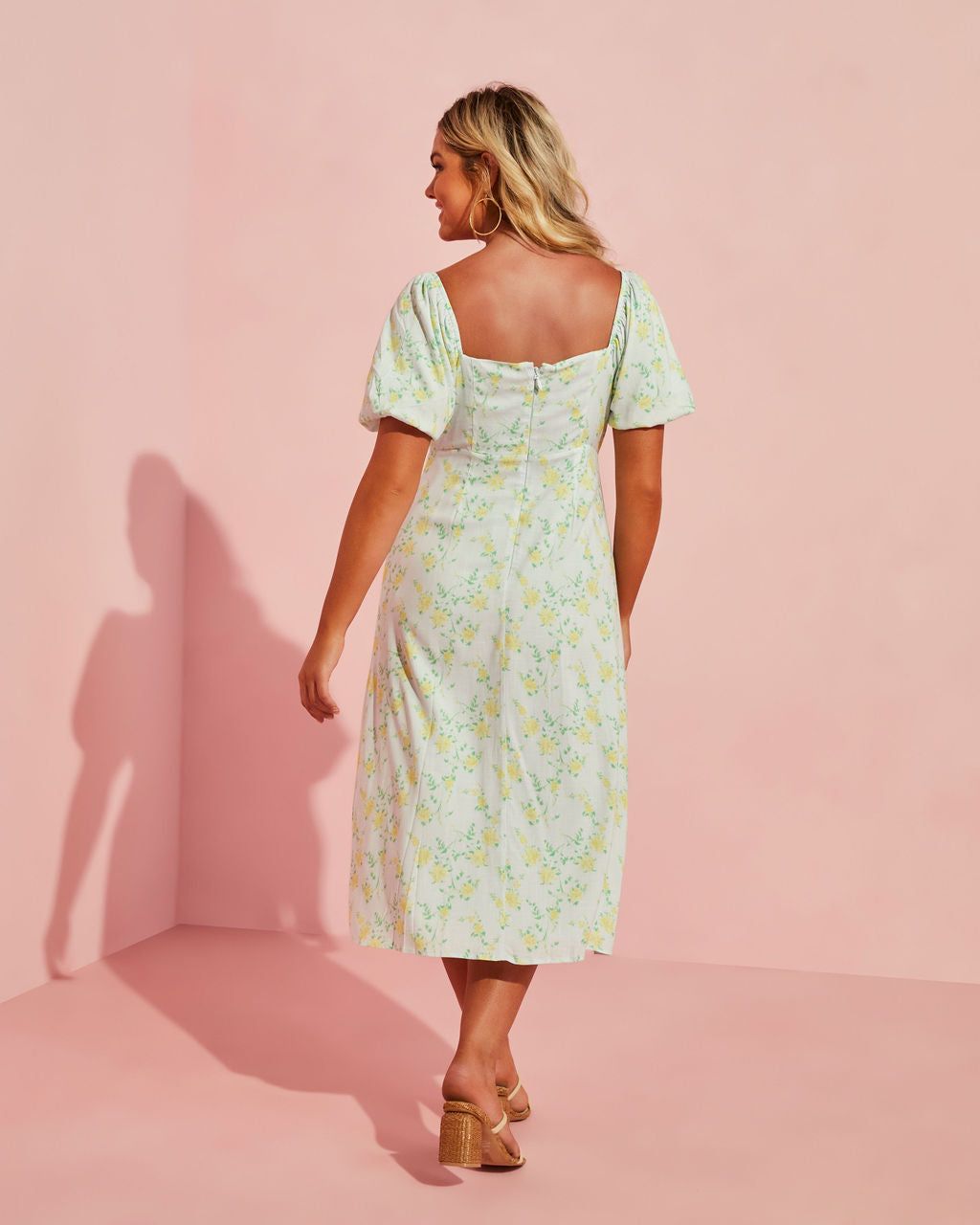 Sunset Sands Bubble Sleeve Cut Out Midi Dress - FINAL SALE sold by Vici product image thumbnail 2