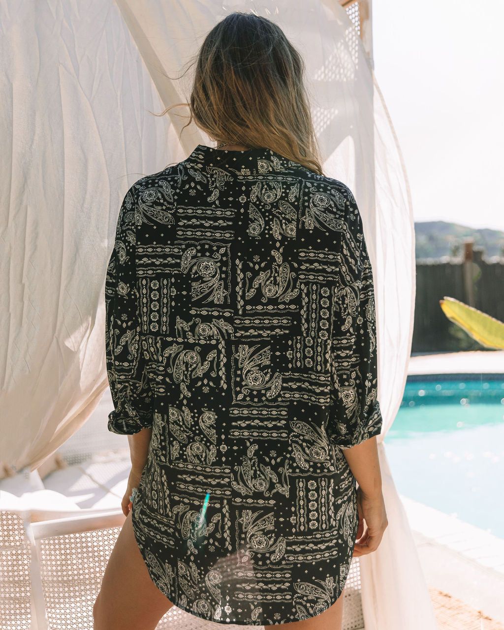 Zelda Paisley Button Down Top - Black Multi - FINAL SALE sold by Vici product image thumbnail 2