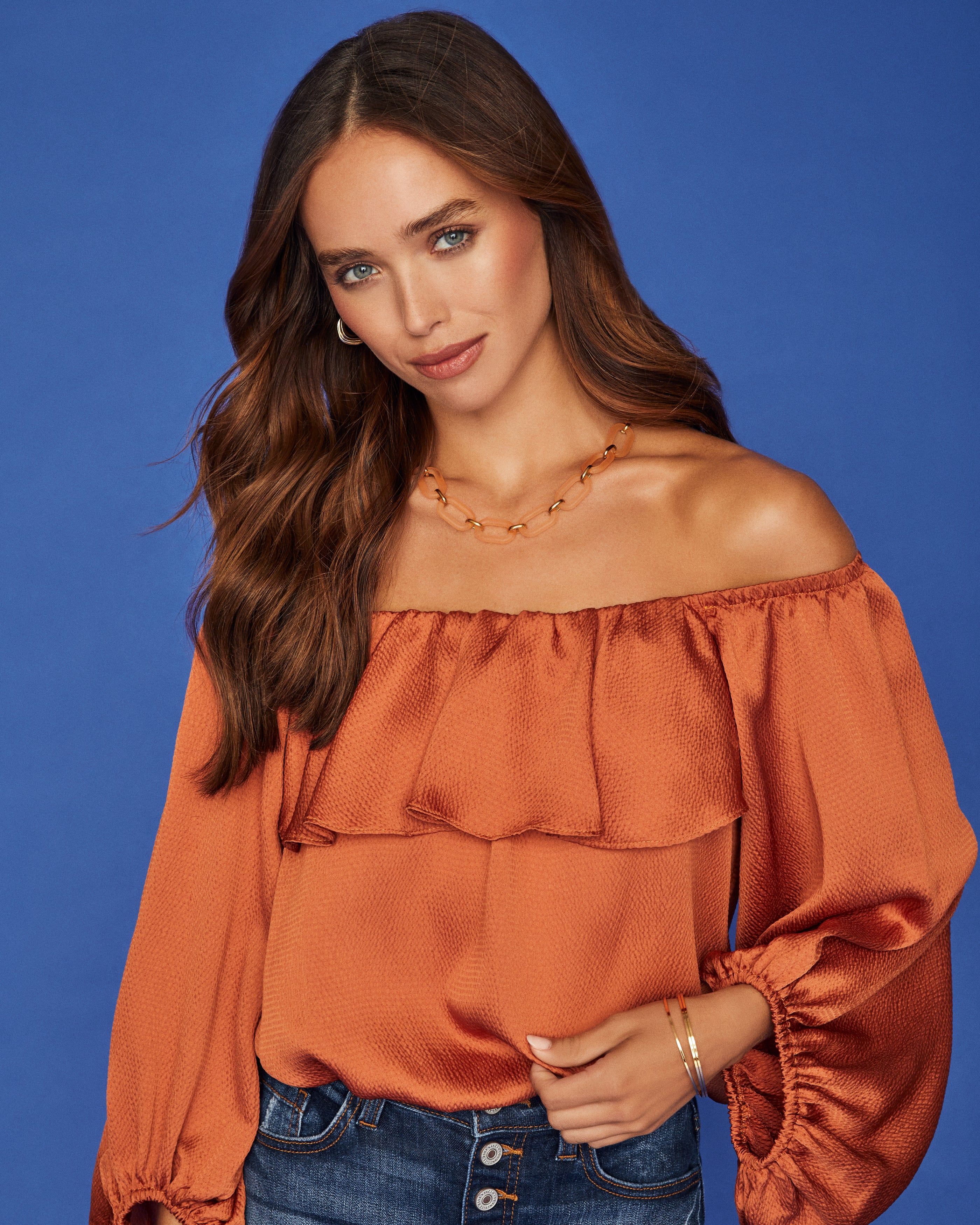 Sevyn Balloon Sleeve Off The Shoulder Blouse - Burnt Orange - FINAL SALE sold by Vici product image thumbnail 8
