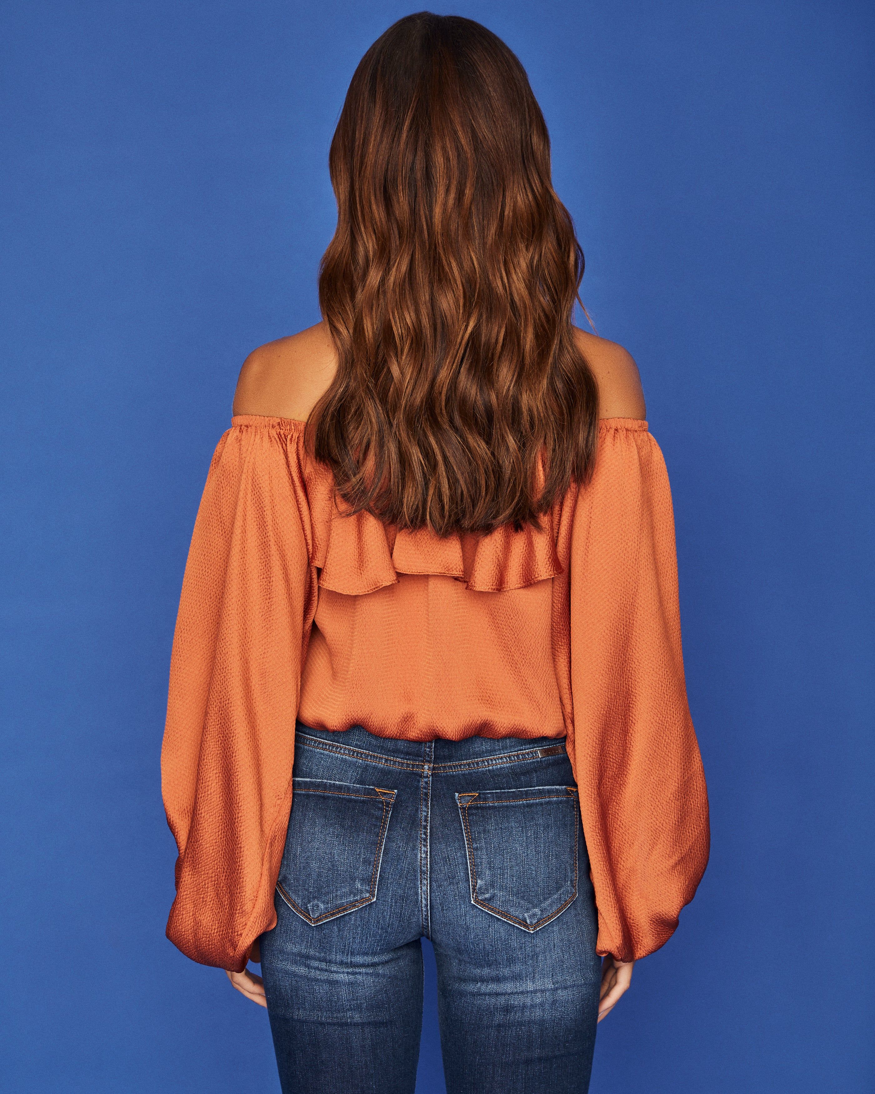 Sevyn Balloon Sleeve Off The Shoulder Blouse - Burnt Orange - FINAL SALE sold by Vici product image thumbnail 2