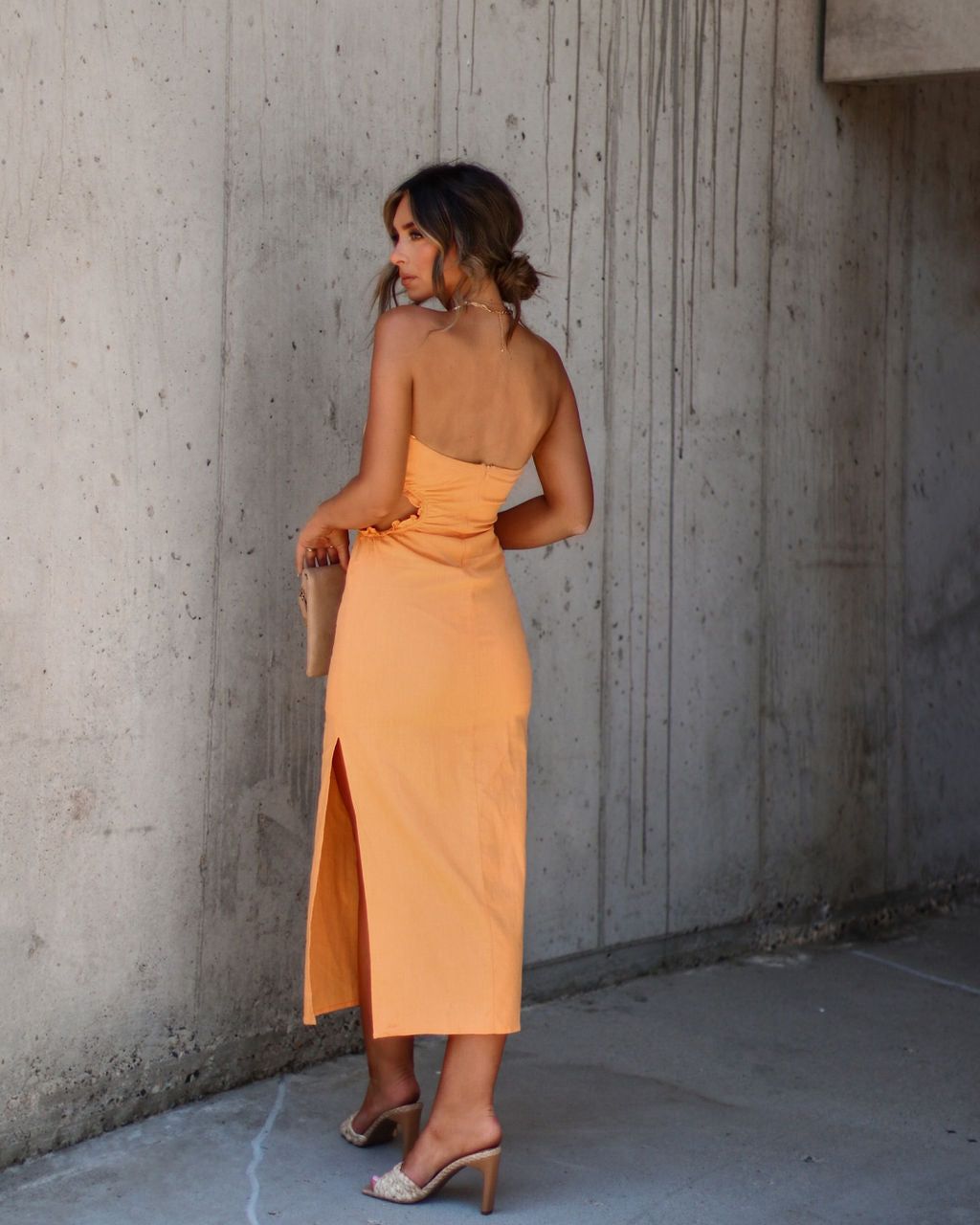 Raelynn Strapless Cutout Midi Dress - Orange - SALE sold by Vici product image thumbnail 2