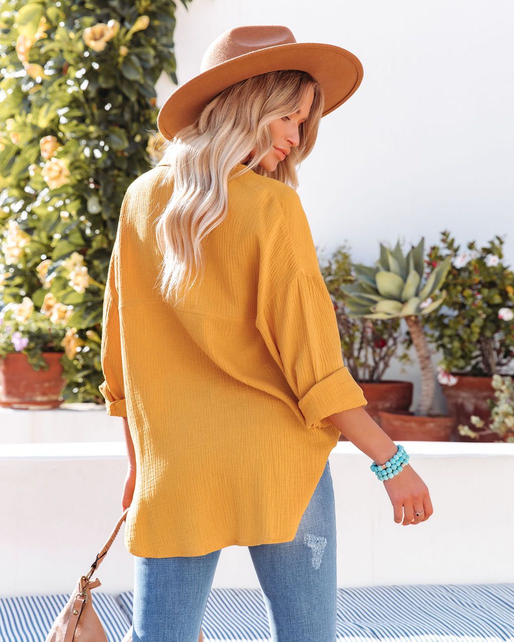 Chadley Cotton Button Down Top - Mustard - FINAL SALE sold by Vici product image thumbnail 2