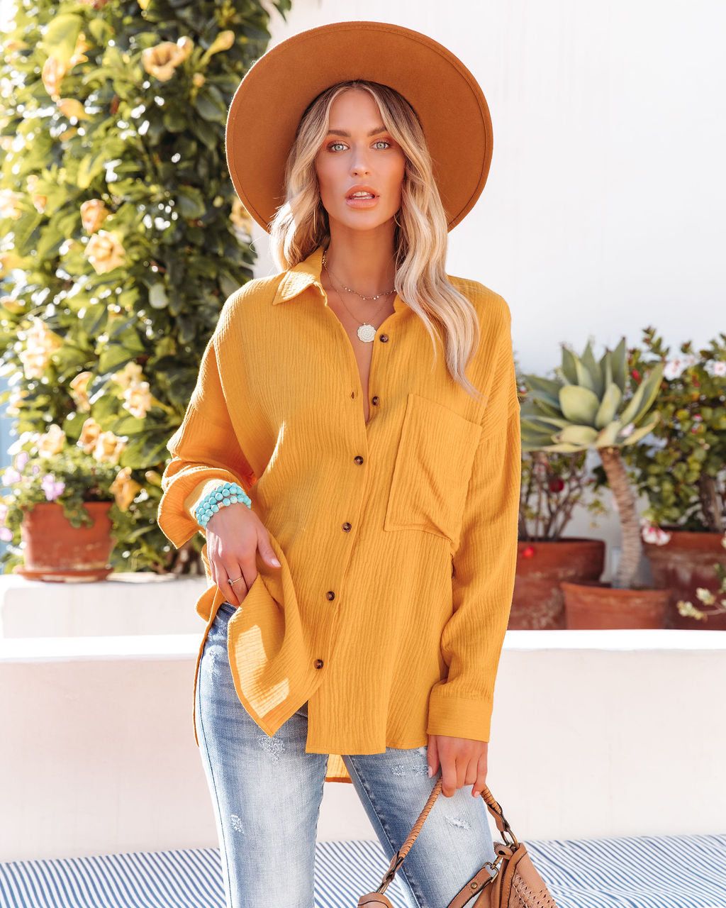 Chadley Cotton Button Down Top - Mustard - FINAL SALE sold by Vici product image thumbnail 6