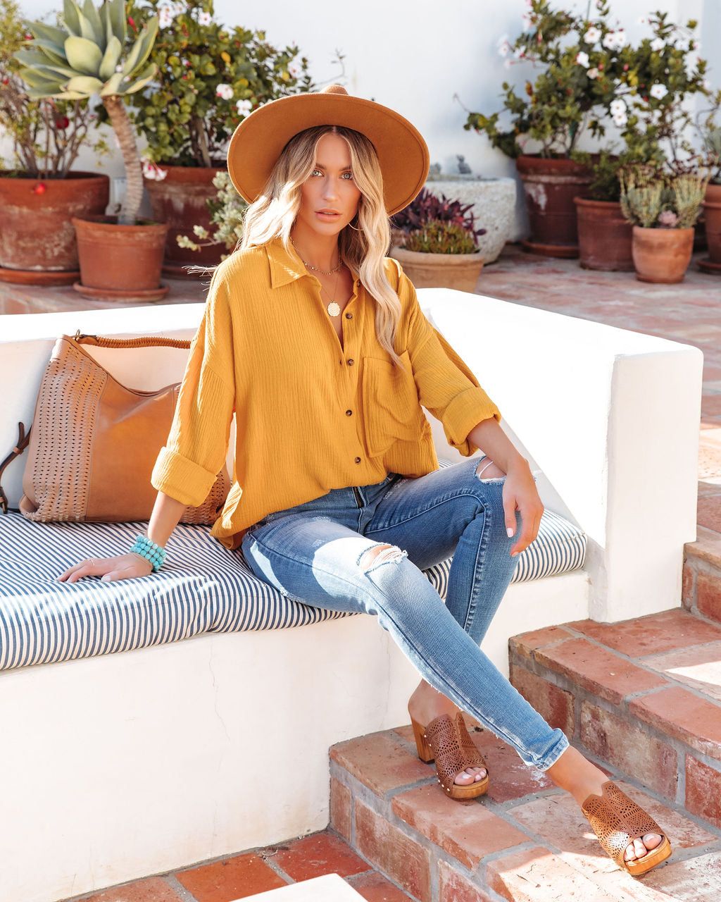 Chadley Cotton Button Down Top - Mustard - FINAL SALE sold by Vici product image thumbnail 9