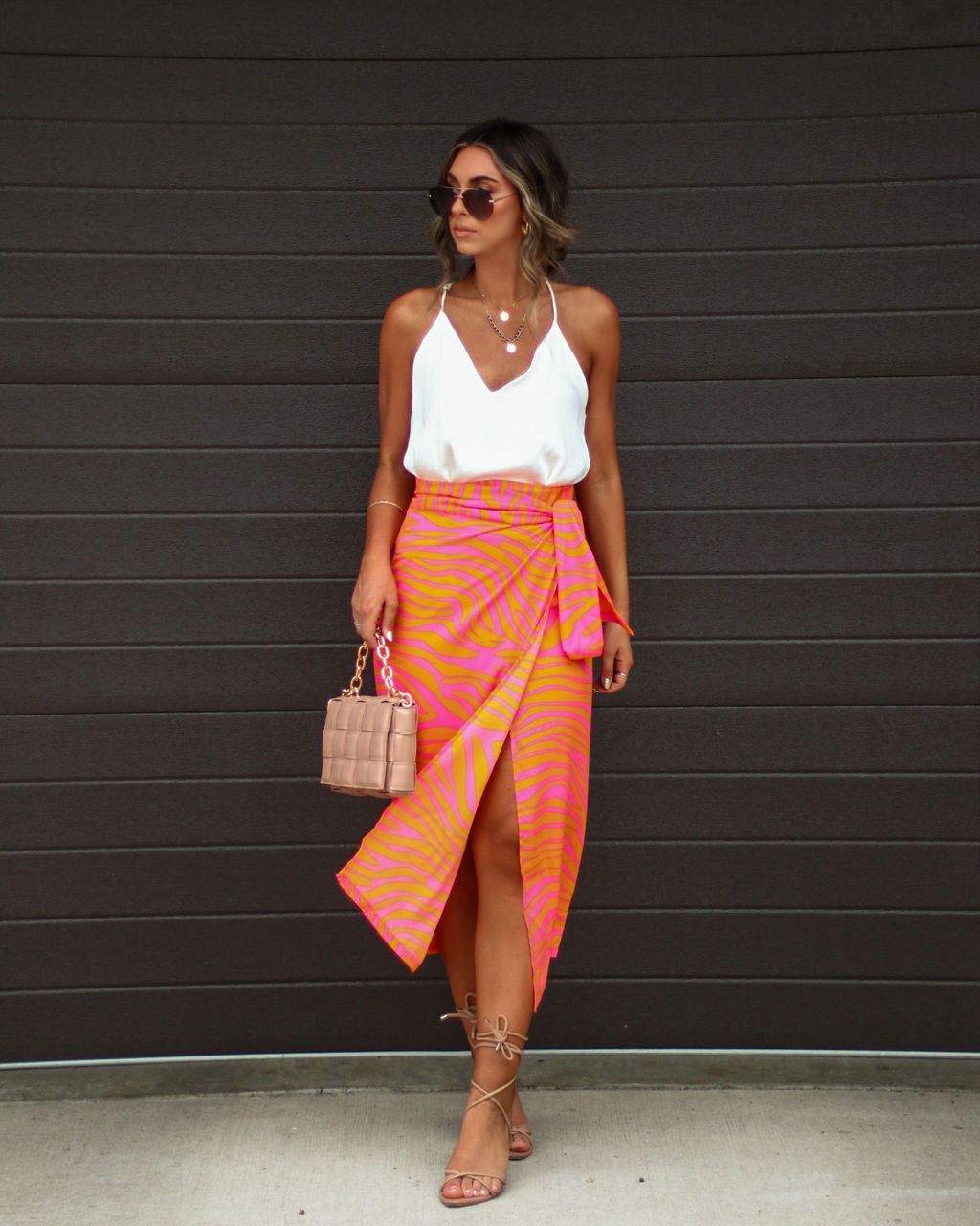 Beach Bound Side Tie Wrap Midi Skirt sold by Vici