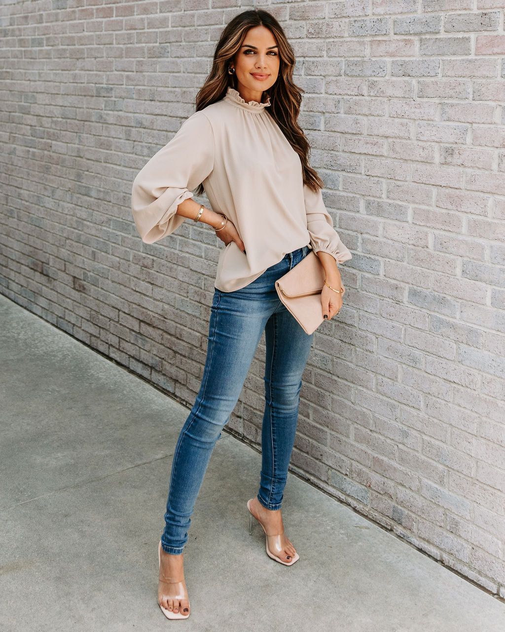 Zea Ruffle Mock Neck Blouse - Ecru - FINAL SALE sold by Vici product image thumbnail 10