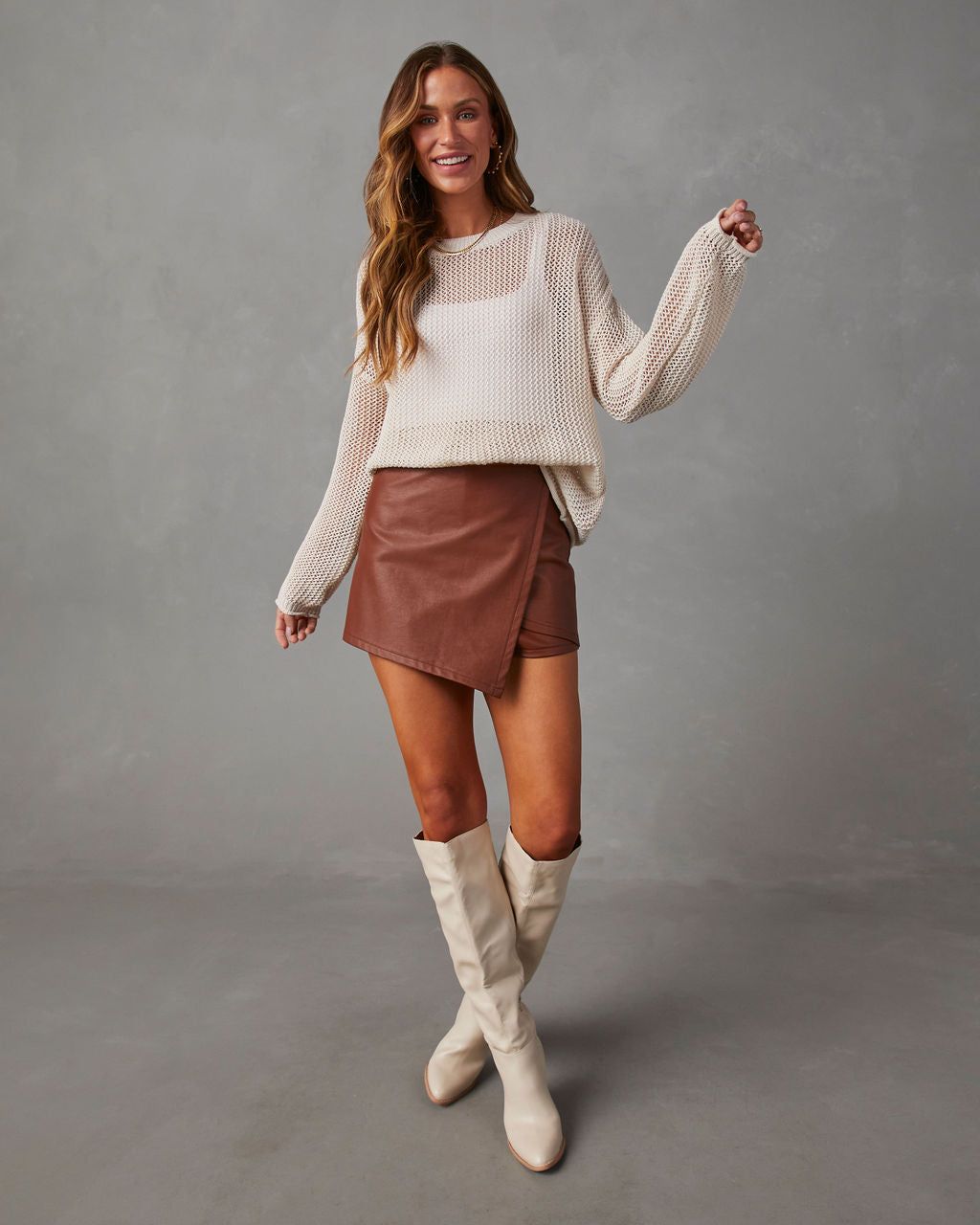 Stratton Open Stitch Sweater - Natural sold by Vici