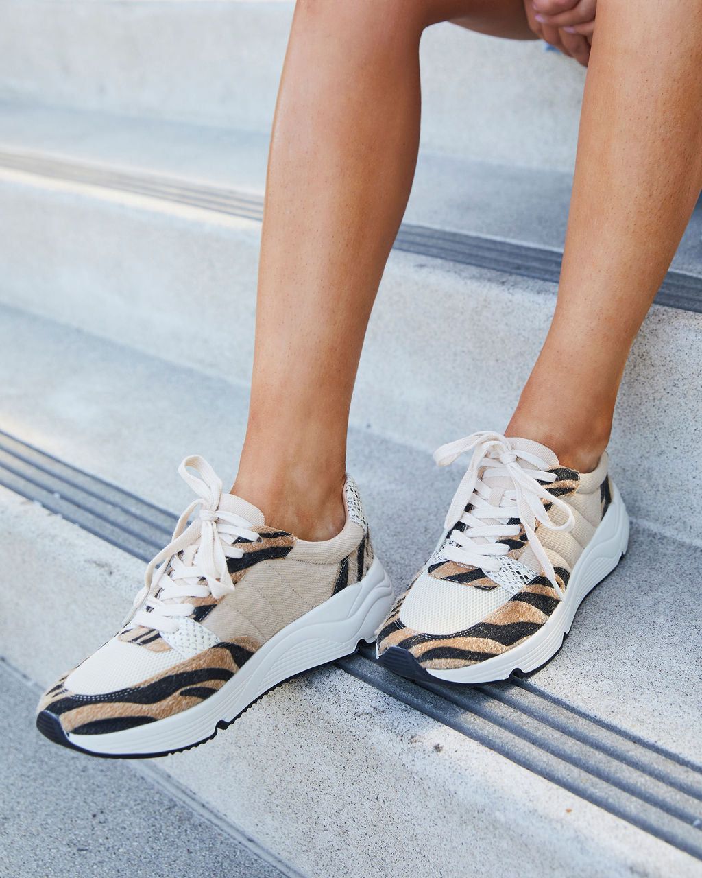 Veda Zebra Print Sneakers - Tan sold by Vici product image thumbnail 4