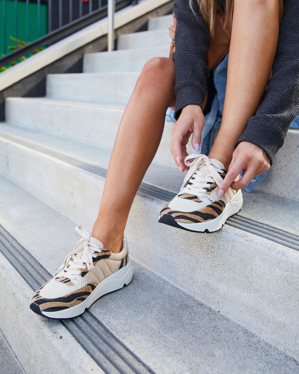 Veda Zebra Print Sneakers - Tan sold by Vici product image thumbnail 2