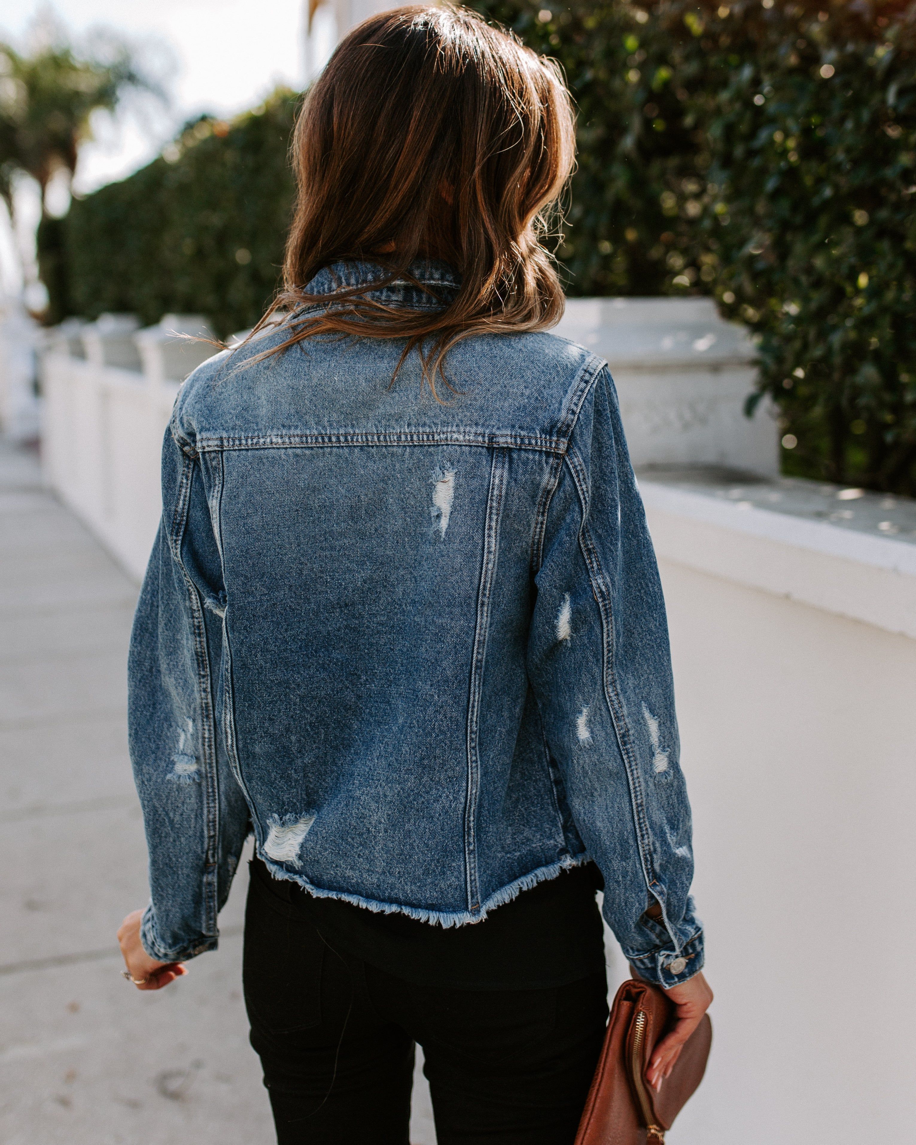 Night Rider Pocketed Distressed Denim Jacket sold by Vici product image thumbnail 2